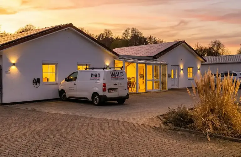 Abendaufnahme Firmensitz Wald Elektrotechnik